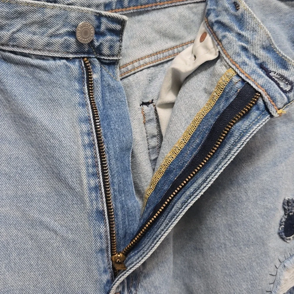 Levis 551 Z Authentic Straight Fit Jeans Mens 36X32 Big E Cotton Hemp Distressed